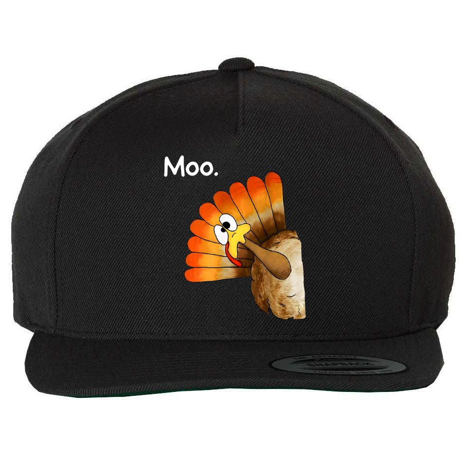 Turkey Moo Cow Funny Thanksgiving Wool Snapback Cap