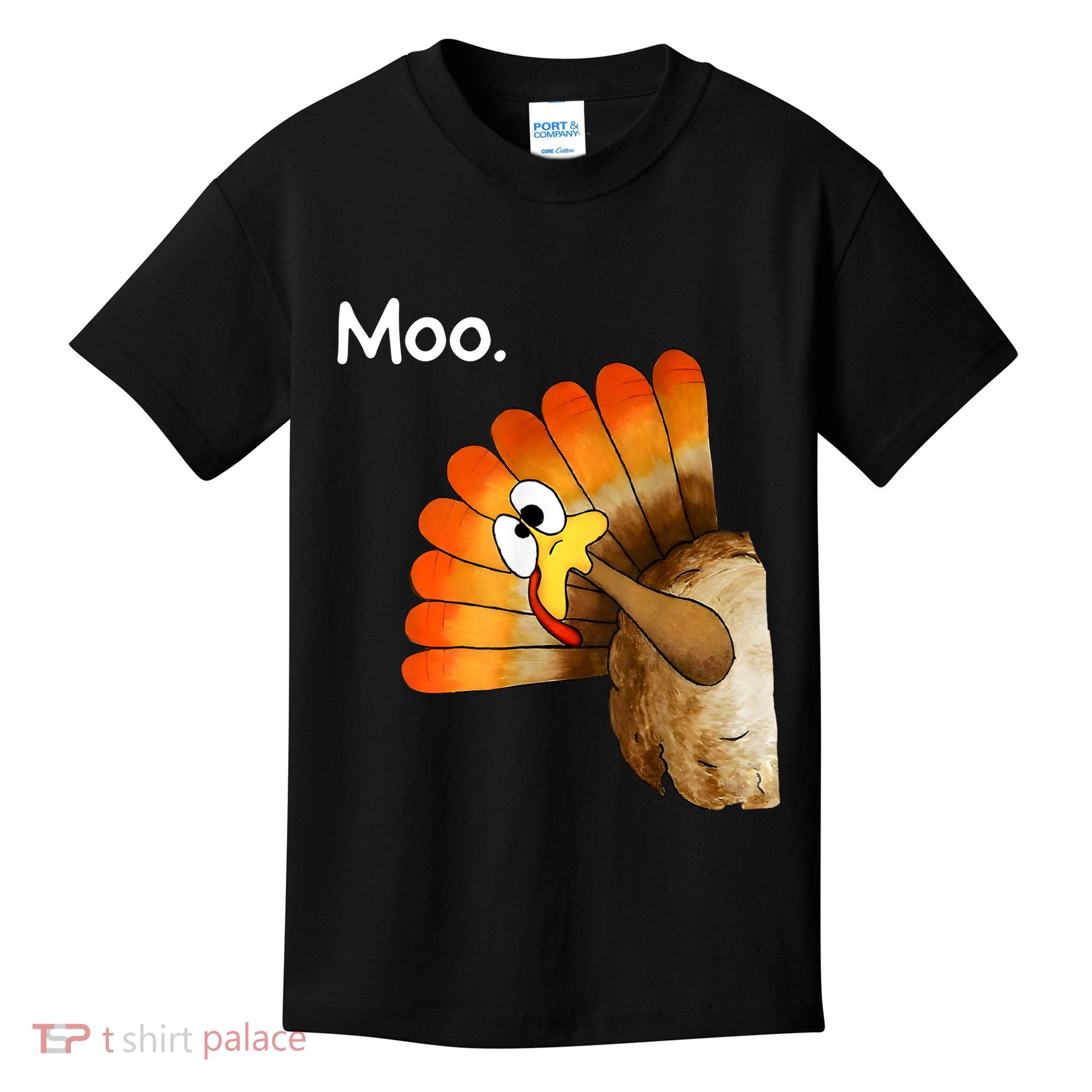 Turkey Moo Cow Funny Thanksgiving Kids T-Shirt