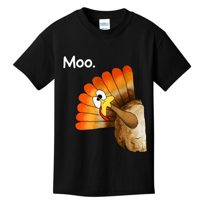 Turkey Moo Cow Funny Thanksgiving Kids T-Shirt