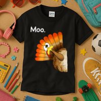 Turkey Moo Cow Funny Thanksgiving Kids T-Shirt