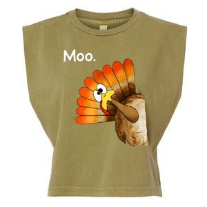 Turkey Moo Cow Funny Thanksgiving Garment-Dyed Women's Muscle Tee