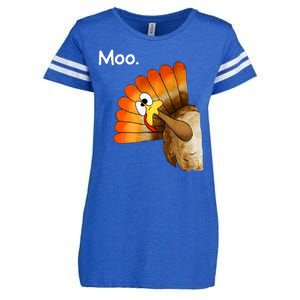 Turkey Moo Cow Funny Thanksgiving Enza Ladies Jersey Football T-Shirt