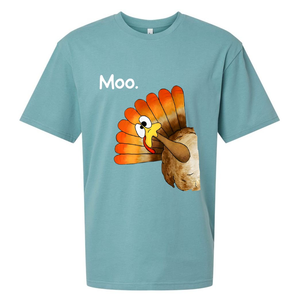 Turkey Moo Cow Funny Thanksgiving Sueded Cloud Jersey T-Shirt