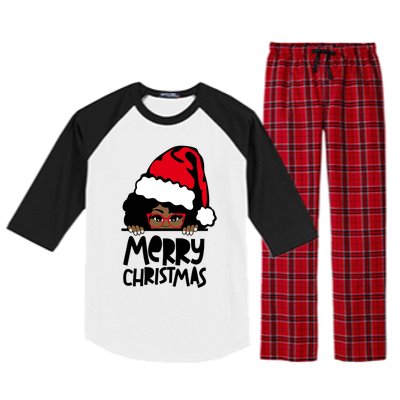 That Melanin Christmas Mrs Claus Santa Black Peeking Claus Gift Raglan Sleeve Pajama Set