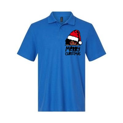 That Melanin Christmas Mrs Claus Santa Black Peeking Claus Gift Softstyle Adult Sport Polo