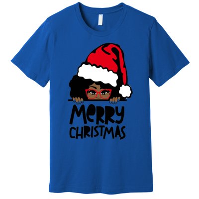 That Melanin Christmas Mrs Claus Santa Black Peeking Claus Gift Premium T-Shirt