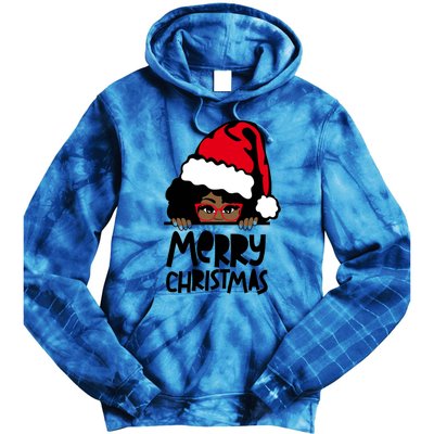 That Melanin Christmas Mrs Claus Santa Black Peeking Claus Gift Tie Dye Hoodie