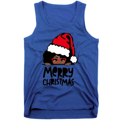 That Melanin Christmas Mrs Claus Santa Black Peeking Claus Gift Tank Top