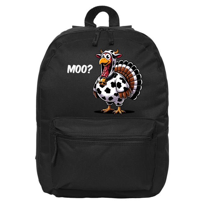 Turkey Moo Cow Funny Thanksgiving 16 in Basic Backpack