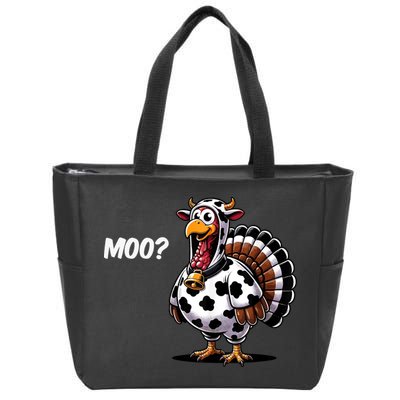 Turkey Moo Cow Funny Thanksgiving Zip Tote Bag