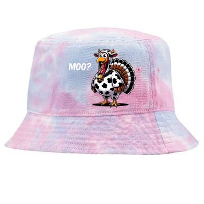 Turkey Moo Cow Funny Thanksgiving Tie-Dyed Bucket Hat