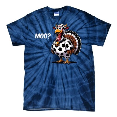 Turkey Moo Cow Funny Thanksgiving Tie-Dye T-Shirt