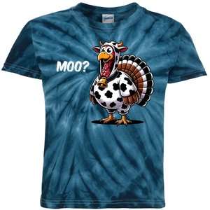 Turkey Moo Cow Funny Thanksgiving Kids Tie-Dye T-Shirt