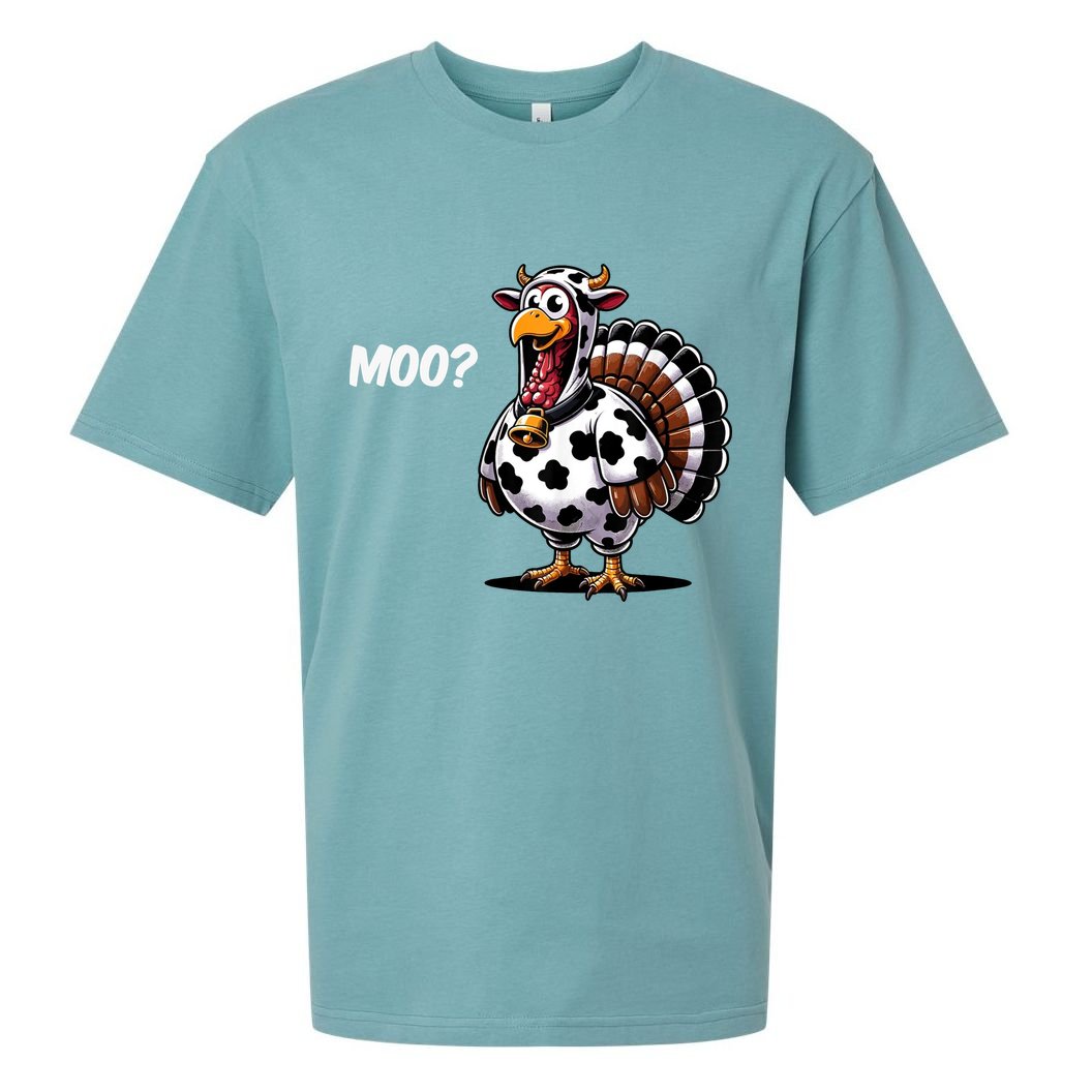 Turkey Moo Cow Funny Thanksgiving Sueded Cloud Jersey T-Shirt