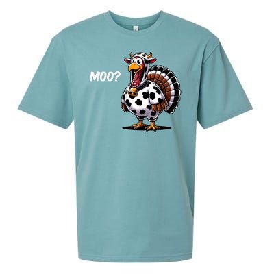 Turkey Moo Cow Funny Thanksgiving Sueded Cloud Jersey T-Shirt