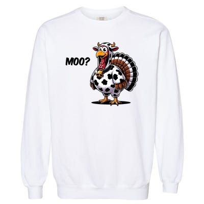 Turkey Moo Cow Funny Thanksgiving Garment-Dyed Sweatshirt