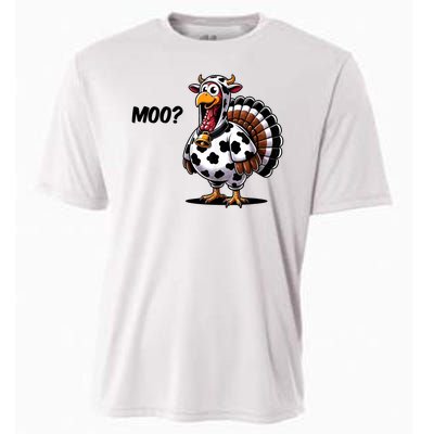 Turkey Moo Cow Funny Thanksgiving Cooling Performance Crew T-Shirt