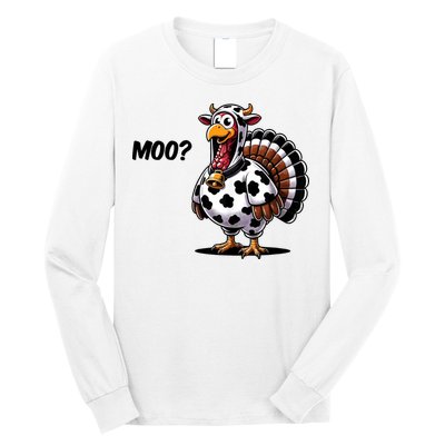 Turkey Moo Cow Funny Thanksgiving Long Sleeve Shirt