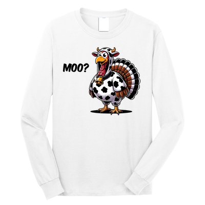 Turkey Moo Cow Funny Thanksgiving Long Sleeve Shirt