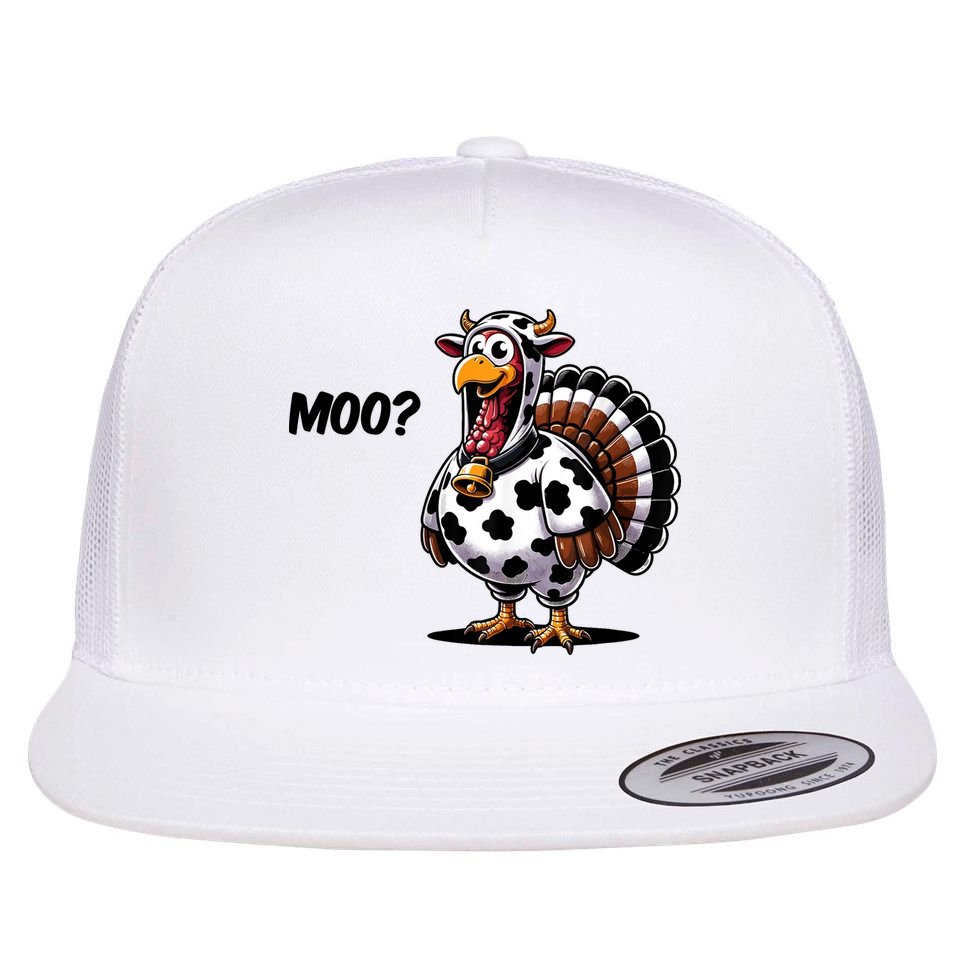 Turkey Moo Cow Funny Thanksgiving Flat Bill Trucker Hat