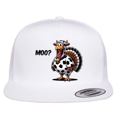 Turkey Moo Cow Funny Thanksgiving Flat Bill Trucker Hat