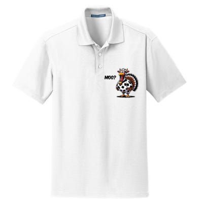 Turkey Moo Cow Funny Thanksgiving Dry Zone Grid Polo