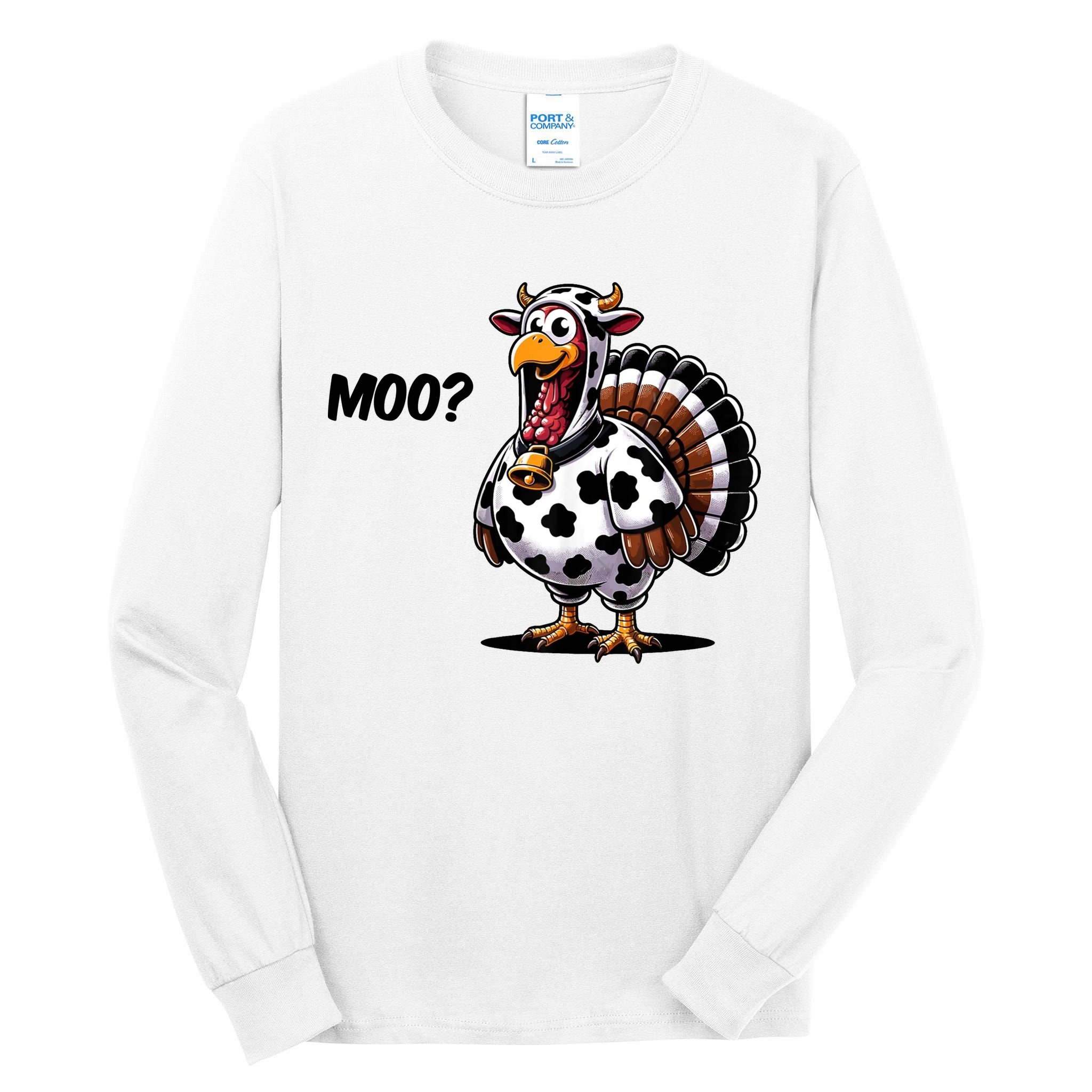 Turkey Moo Cow Funny Thanksgiving Tall Long Sleeve T-Shirt