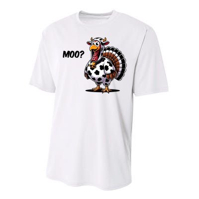 Turkey Moo Cow Funny Thanksgiving Performance Sprint T-Shirt