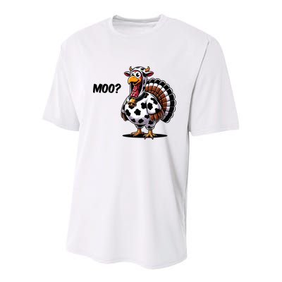 Turkey Moo Cow Funny Thanksgiving Youth Performance Sprint T-Shirt
