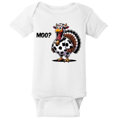 Turkey Moo Cow Funny Thanksgiving Baby Bodysuit