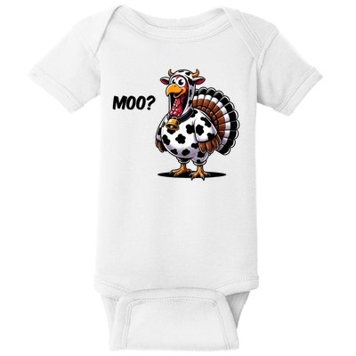 Turkey Moo Cow Funny Thanksgiving Baby Bodysuit