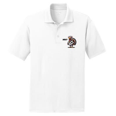 Turkey Moo Cow Funny Thanksgiving PosiCharge RacerMesh Polo