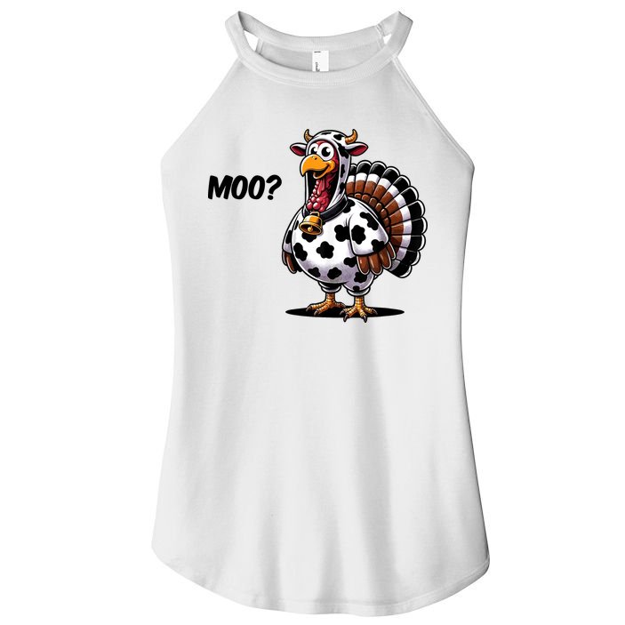 Turkey Moo Cow Funny Thanksgiving Women's Perfect Tri Rocker Tank
