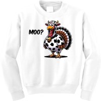 Turkey Moo Cow Funny Thanksgiving Kids Sweatshirt