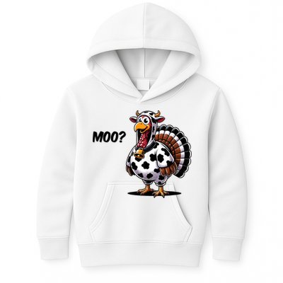 Turkey Moo Cow Funny Thanksgiving Kids Hoodie