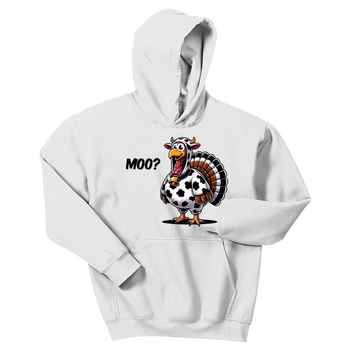 Turkey Moo Cow Funny Thanksgiving Kids Hoodie