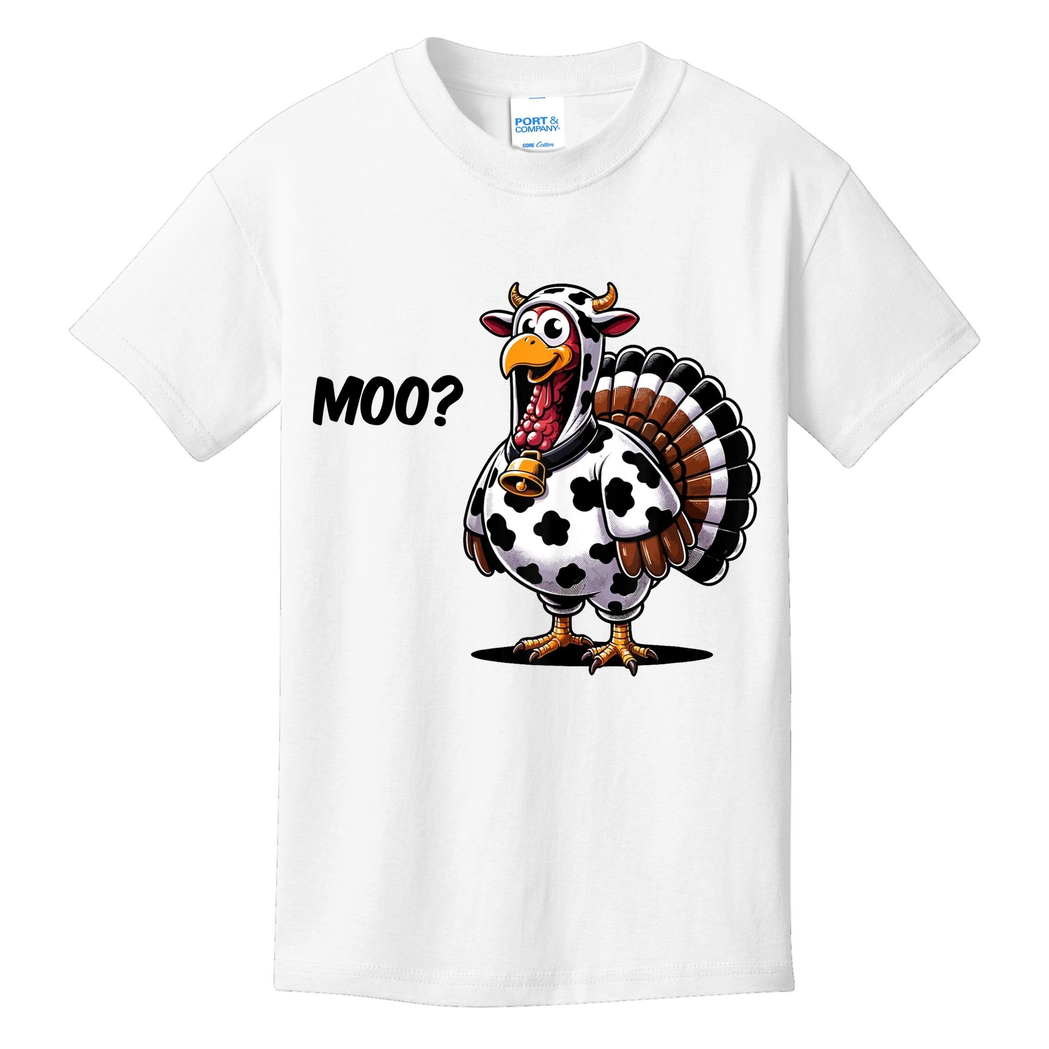 Turkey Moo Cow Funny Thanksgiving Kids T-Shirt