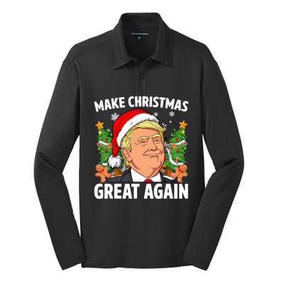 Trump Make Christmas Great Again Ugly Christmas Sweaters Silk Touch Performance Long Sleeve Polo