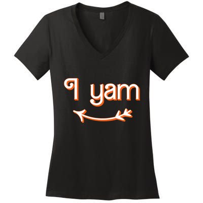Thanksgiving Matching Couple Shes My Sweet Potato I Yam Set Women's V-Neck T-Shirt
