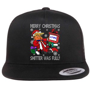 Trump Merry Christmas Shitter Was Full Humorous President Trump Flat Bill Trucker Hat