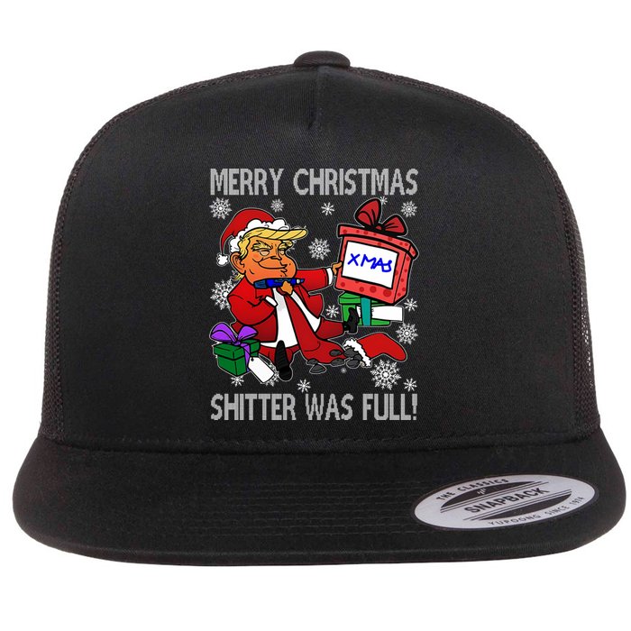 Trump Merry Christmas Shitter Was Full Humorous President Trump Flat Bill Trucker Hat