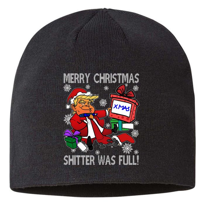 Trump Merry Christmas Shitter Was Full Humorous President Trump Sustainable Beanie