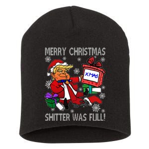 Trump Merry Christmas Shitter Was Full Humorous President Trump Short Acrylic Beanie