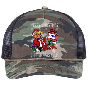 Trump Merry Christmas Shitter Was Full Humorous President Trump Retro Rope Trucker Hat Cap