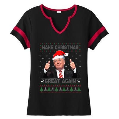 Trump Make Christmas Great Again Ugly Sweater  Ladies Halftime Notch Neck Tee