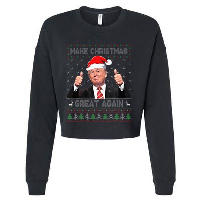 Trump Make Christmas Great Again Ugly Sweater  Cropped Pullover Crew