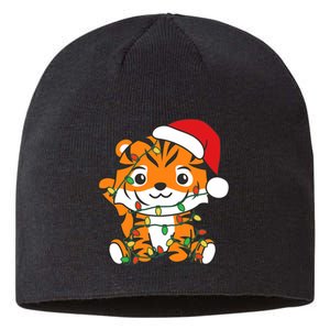 Tiger Merry Christmas Winter Animals Tiger Sustainable Beanie