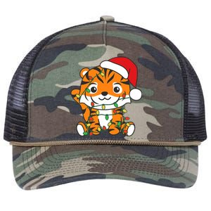 Tiger Merry Christmas Winter Animals Tiger Retro Rope Trucker Hat Cap