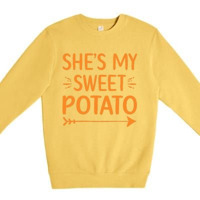 Thanksgiving Matching Couple She's My Sweet Potato I Yam Set Premium Crewneck Sweatshirt