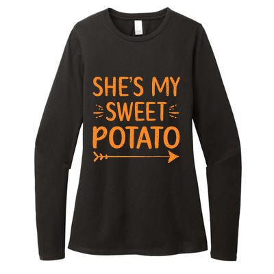 Thanksgiving Matching Couple She's My Sweet Potato I Yam Set Womens CVC Long Sleeve Shirt